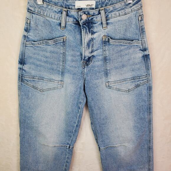 VERVET CITY LIGHTS BARREL JEANS Sz 25 Raw Hem High Rise Wide Leg Taper Stretch - Picture 8 of 16